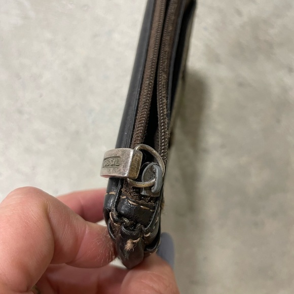 Fossil mini small wallet leather vintage Y2K brown READ - Picture 4 of 5